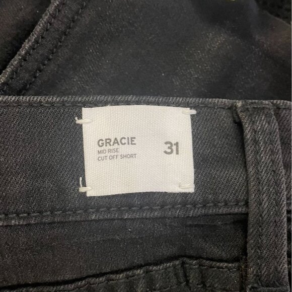 Hudson Womens Gracie Mid Rise Black Distressed Denim Cut Off Shorts Sz 31 New - Picture 7 of 10